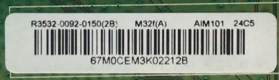 MAIN PARA MONITOR HP / NUMERO DE PARTE R3532-0092-0150 / R017122810792 / R353200220302 / PANEL M315HVR01.1 / MODELO M32F - Imagen 4